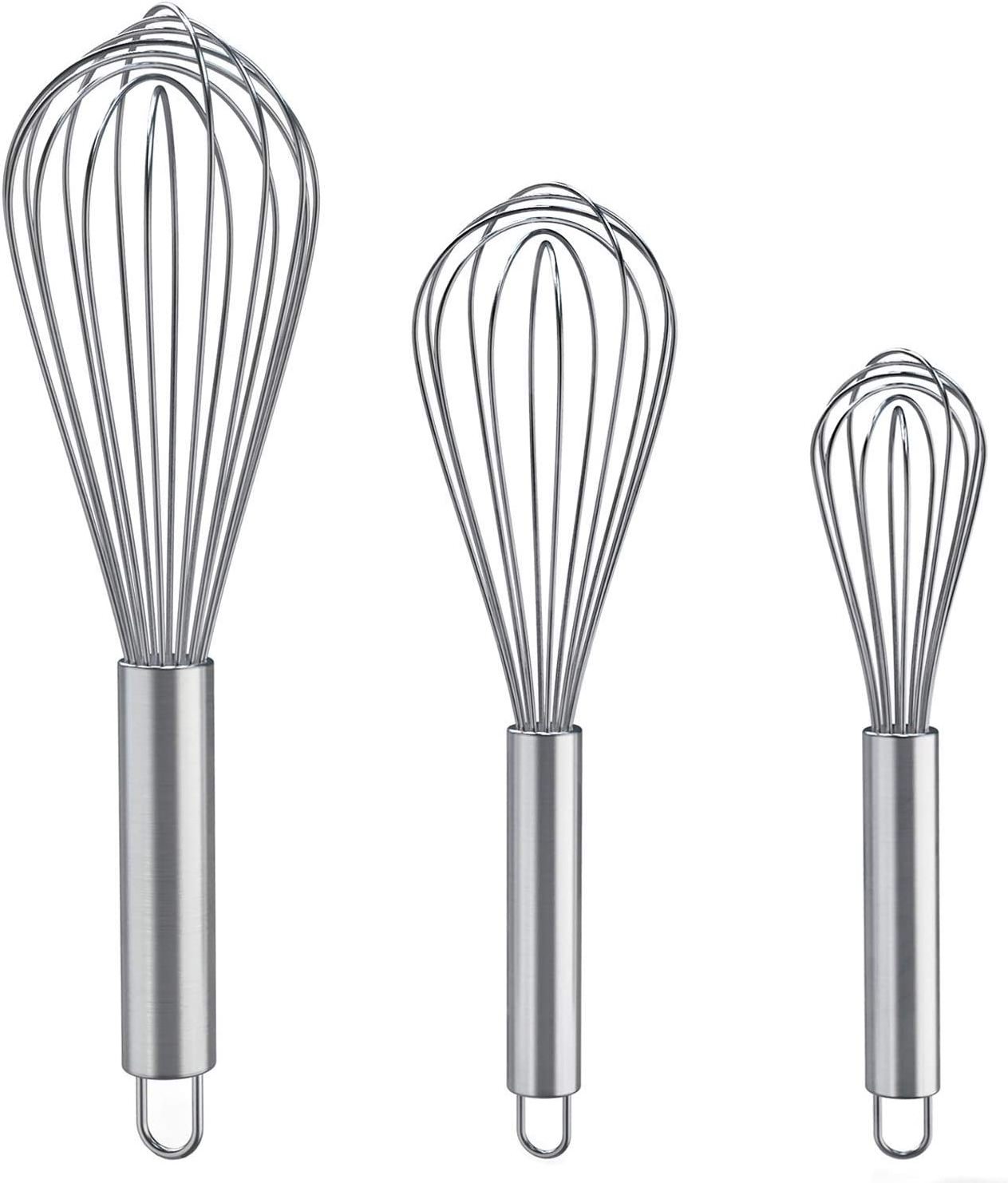 Whisks for Cooking 3 Pack Stainless Steel Whisk for Blending Whisking Beating and Stirring Enhanced Version Balloon Wire