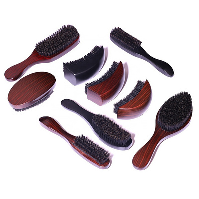 PU paint super polish 100% boar bristle 360 wave curve wooden beard hair brush