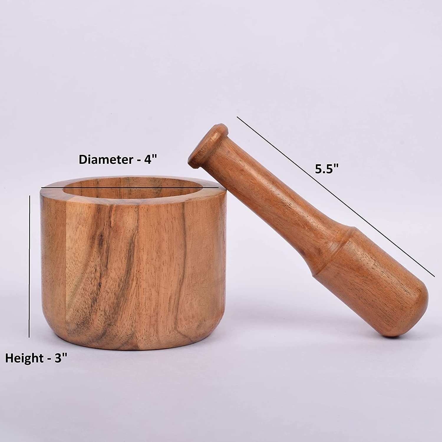 Mortar and Pestle Wooden Spice Grinder Manual Garlic Masher Pepper Press Ginger Crusher