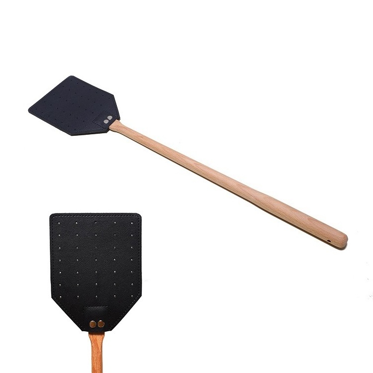 Leather Head Heavy Duty with Long Handle Double Sided fly swatter leather