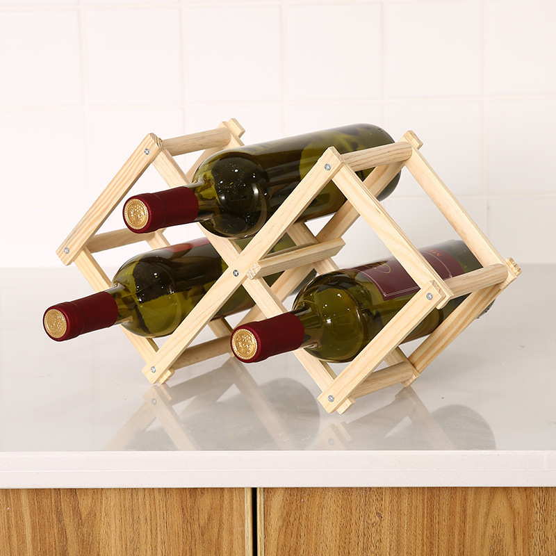 Wooden Wine Rack Sturdy and Durable Countertop Wine Storage Cabinet Shelf for Pantry