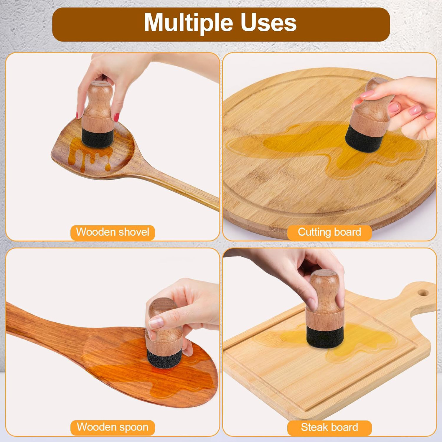 Cutting Board Oil Wax Applicator Set Solid Wood Applicator Kit for Food Grade Mineral Oil on Cutting board Kitchen Countertops