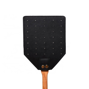 Leather Heavy Duty Rustic Manual Swat with Wooden Long Handle Fly Swatter