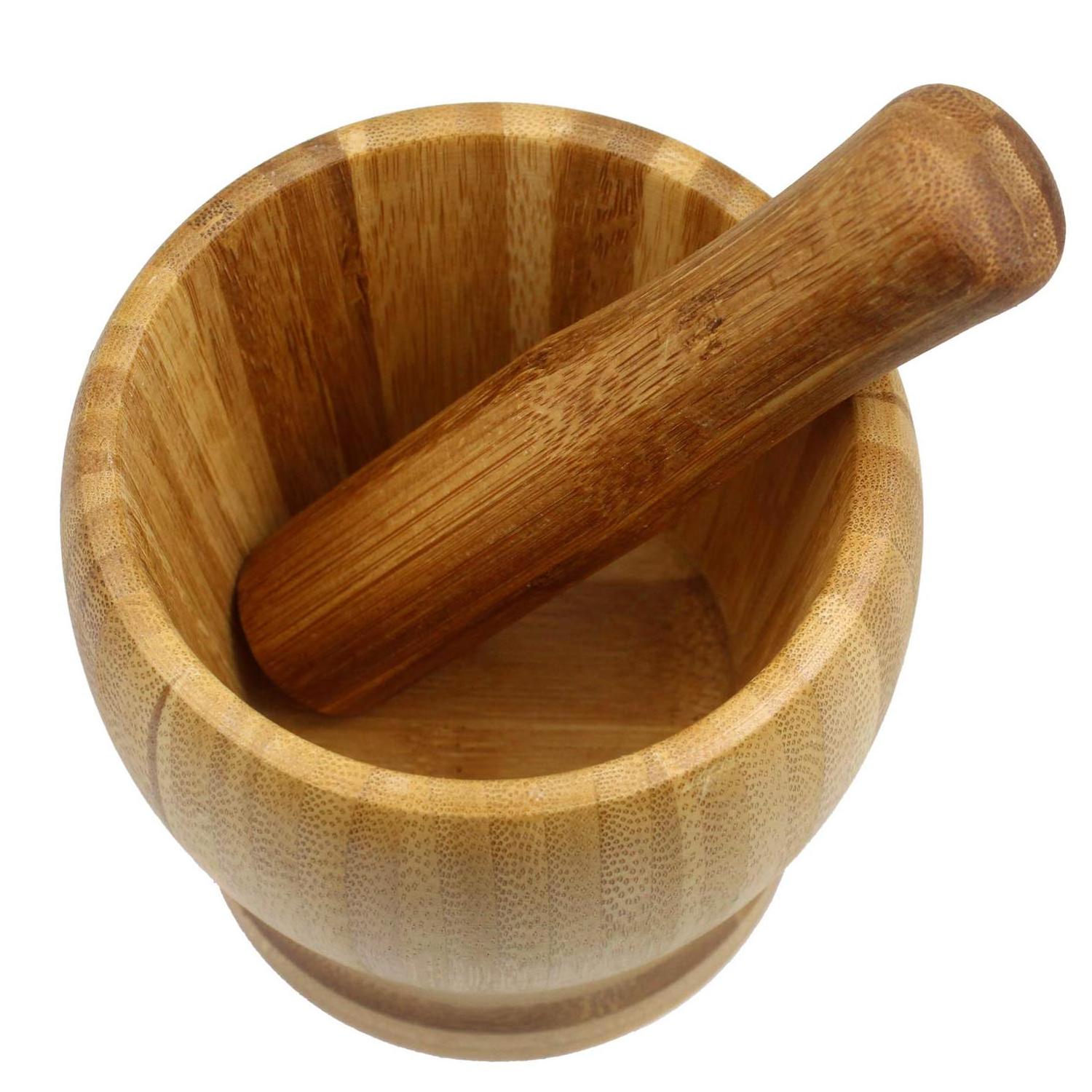 Wood Mortar and Pestle Bamboo Shell Garlic Mortar Pepper Press Mincer Crusher  Kitchen Tool