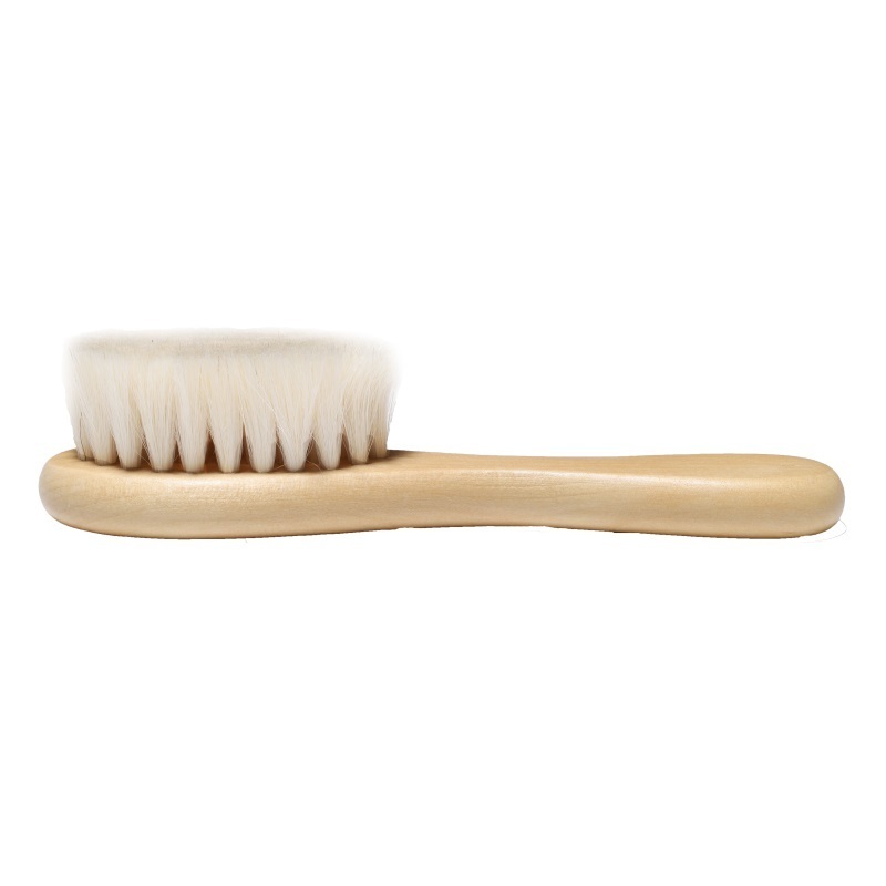 High quality soft hair brush baby wooden wool bristle small goat baby hair brush and comb for new baby care