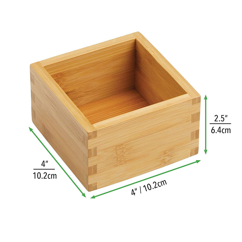 Square Bamboo Storage Bin Container Drawer Organizer Crate Boxes for Kitchen Pantry Cabinet Shelf Organizer box