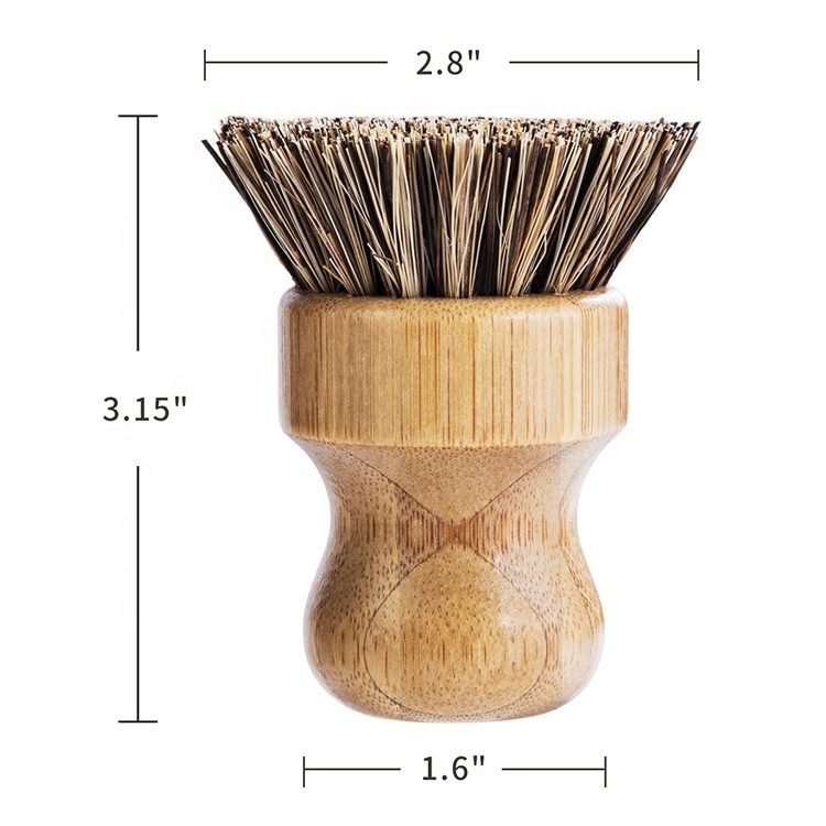 Bamboo sisal brush round Mini pot brush kitchen sink wash dishes pan vegetable brush