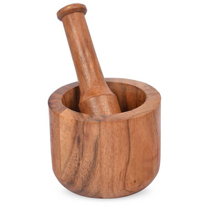 Mortar and Pestle Wooden Spice Grinder Manual Garlic Masher Pepper Press Ginger Crusher