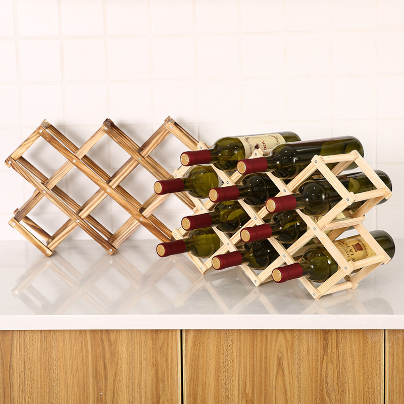 Wooden Wine Rack Sturdy and Durable Countertop Wine Storage Cabinet Shelf for Pantry