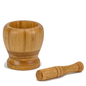 Wood Mortar and Pestle Bamboo Shell Garlic Mortar Pepper Press Mincer Crusher  Kitchen Tool