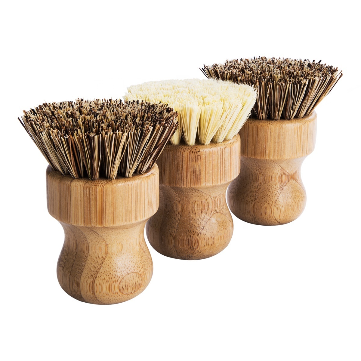 Bamboo sisal brush round Mini pot brush kitchen sink wash dishes pan vegetable brush