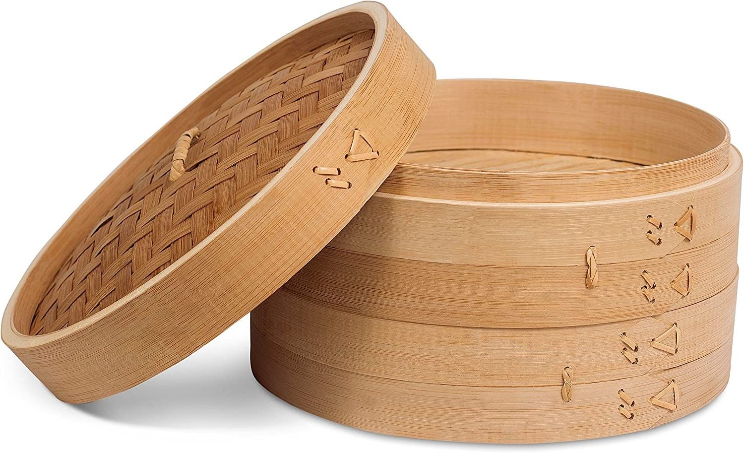 bamboo steamer basket with stainless steel ring