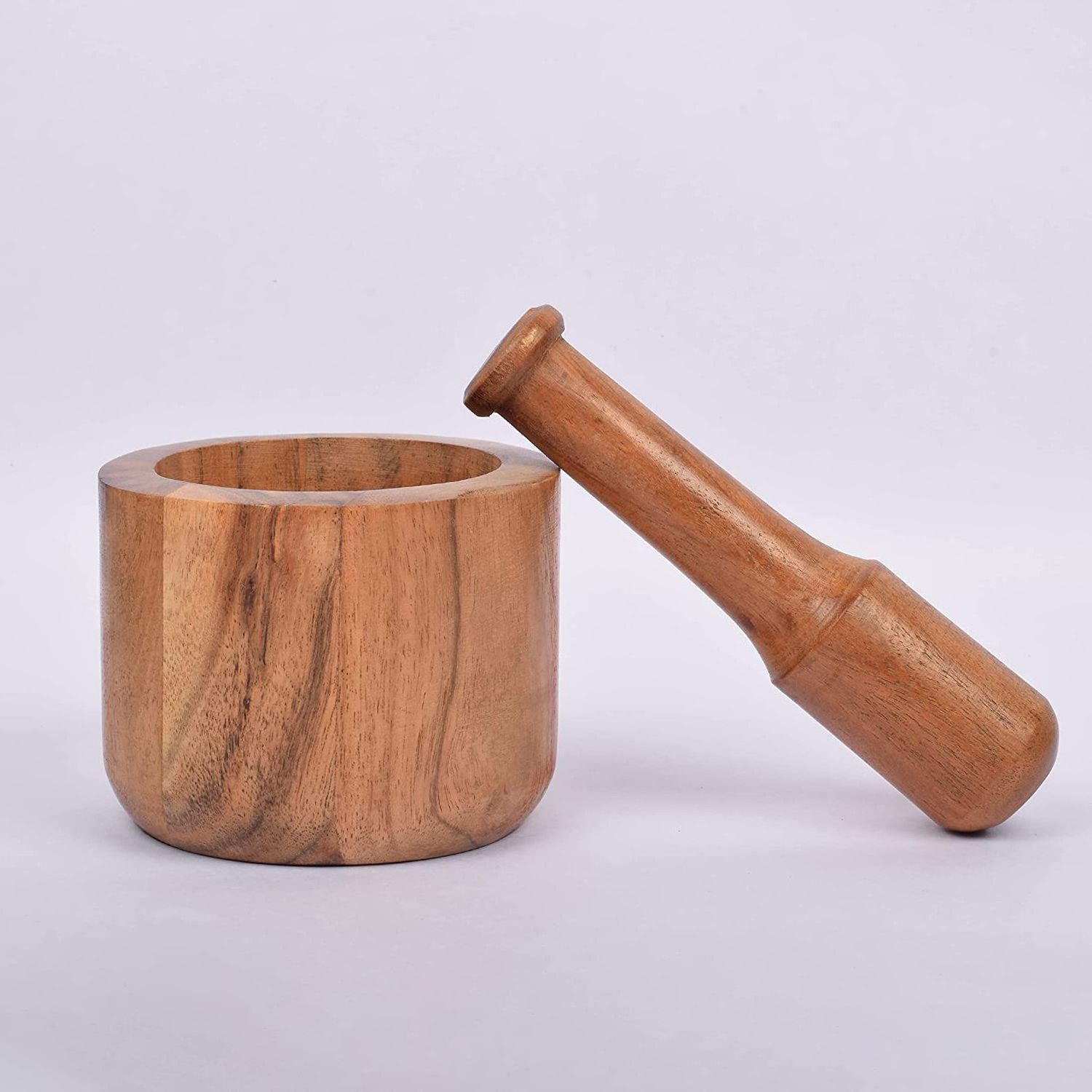 Mortar and Pestle Wooden Spice Grinder Manual Garlic Masher Pepper Press Ginger Crusher