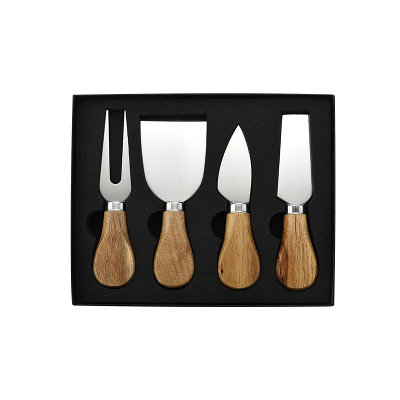 Stainless steel cheese knife Acacia wooden handle cheese knife Gift Box Set Cheese knife 6 pieces gift box set