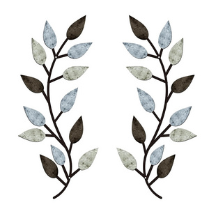 Metal wrought iron leaves wall decoration rattan olive tree branches and leaves wall living room outdoor decoration