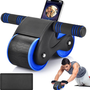 Natural Rubber Abdominal Wheel Roller with Knee Pads Abs Wheel Roller for Core Workout Aerobic Training