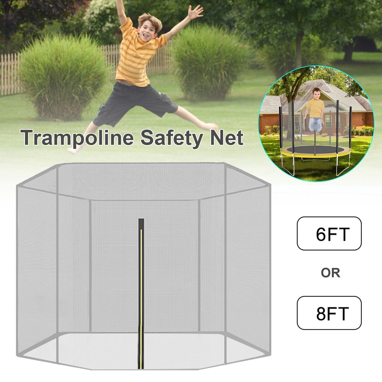 Trampoline 8FT 12FT 10FT 14FT 16FT Trampolines with Enclosure Net 400LBS Outdoor Trampolines for Kids