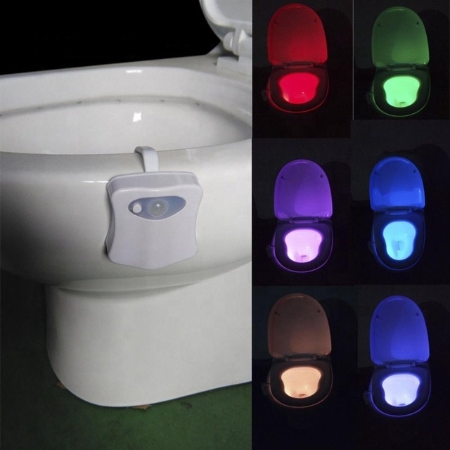 Smart Bathroom Toilet LED Nightlight PIR Body Motion Sensor Seat Light Waterproof Bowl LED Night lights 8 Colors WC Toilet Light