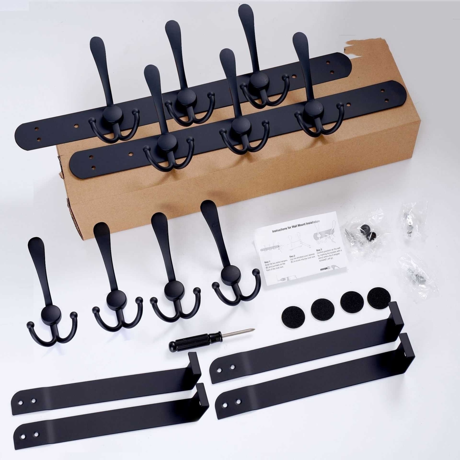 Wall Mount Coat Hooks Metal Robe Rail Rack Towel Hanger Hooks Heavy Duty Stainless Steel Hook Rail