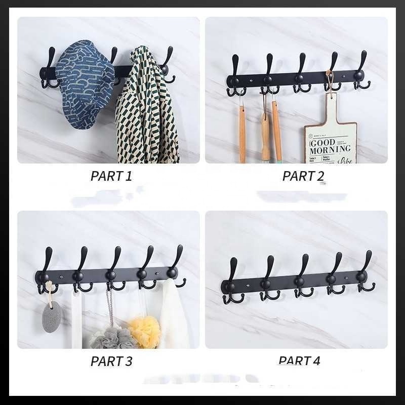 Wall Mount Coat Hooks Metal Robe Rail Rack Towel Hanger Hooks Heavy Duty Stainless Steel Hook Rail