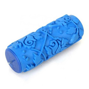 DIY Pattern Paint Roller with Handle Rubber Brush Emboss Texture Painting Tool Wall Decoration