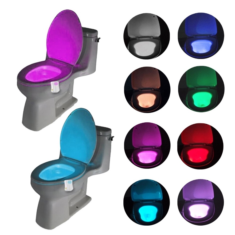 Smart Bathroom Toilet LED Nightlight PIR Body Motion Sensor Seat Light Waterproof Bowl LED Night lights 8 Colors WC Toilet Light