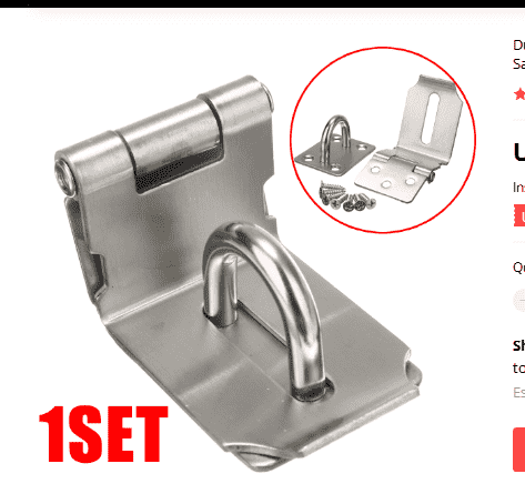 Durable Stainless Steel Hasp Latch And Staple Gate Anti-theft Door Shed Latch Lock For Padlock Household Safety 90 Degree