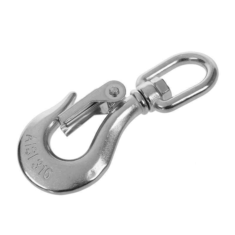 150 KGS Swivel Eye Lifting Silver Tone Hook w Latch