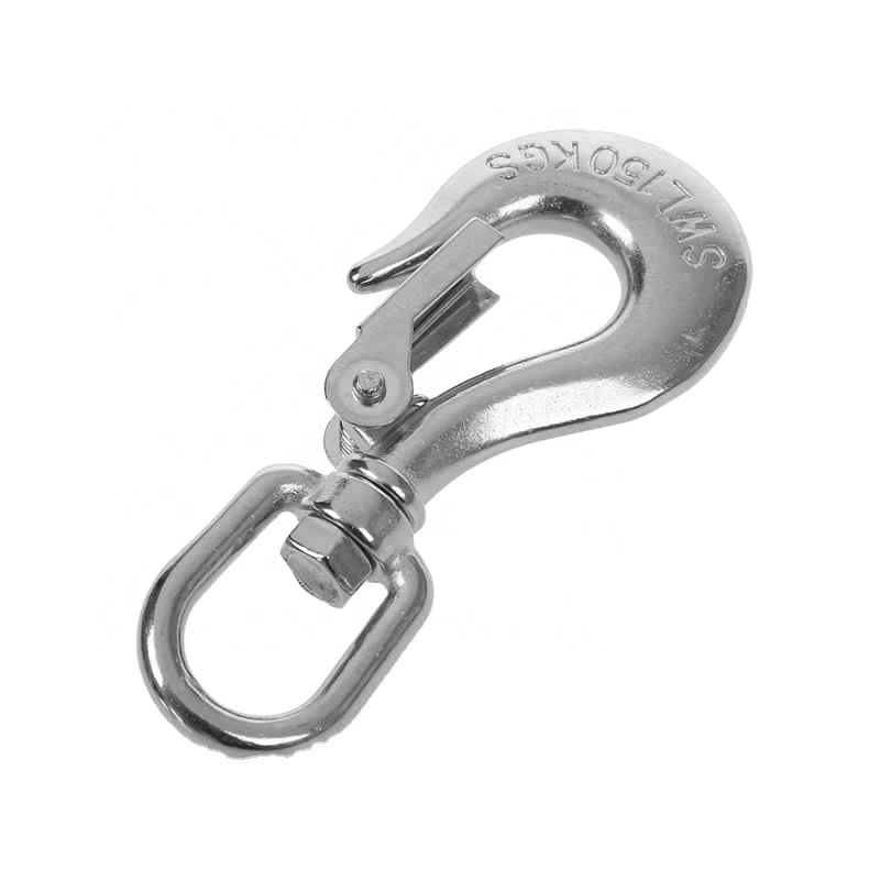 150 KGS Swivel Eye Lifting Silver Tone Hook w Latch