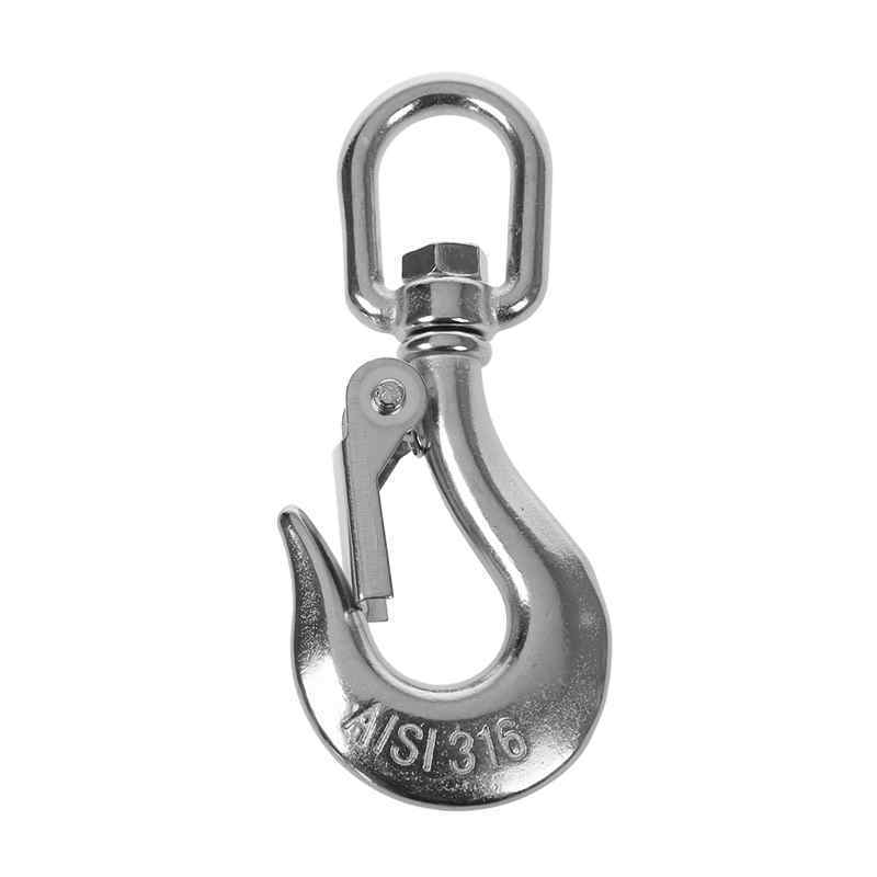 150 KGS Swivel Eye Lifting Silver Tone Hook w Latch