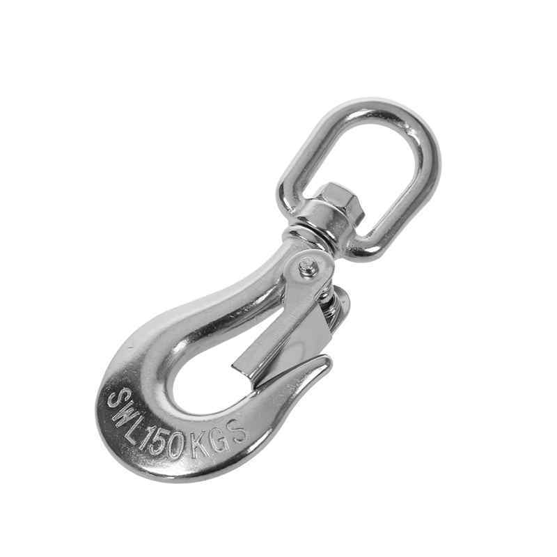 150 KGS Swivel Eye Lifting Silver Tone Hook w Latch