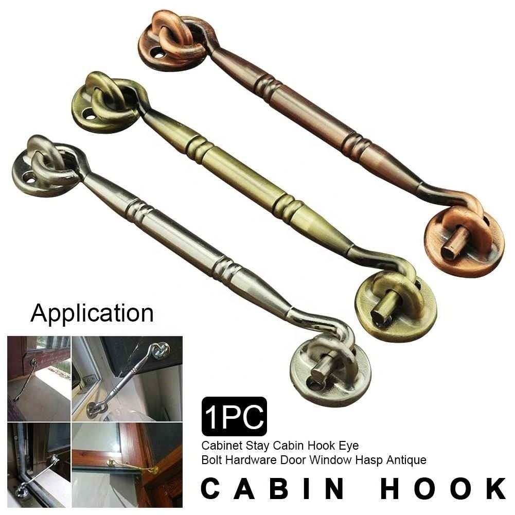 Catch Eye Bolt Door Window Cabinet Holder Stay Latch Gate Hardware Cabin Hook Wind Brace Zinc Alloy Hasp Antique