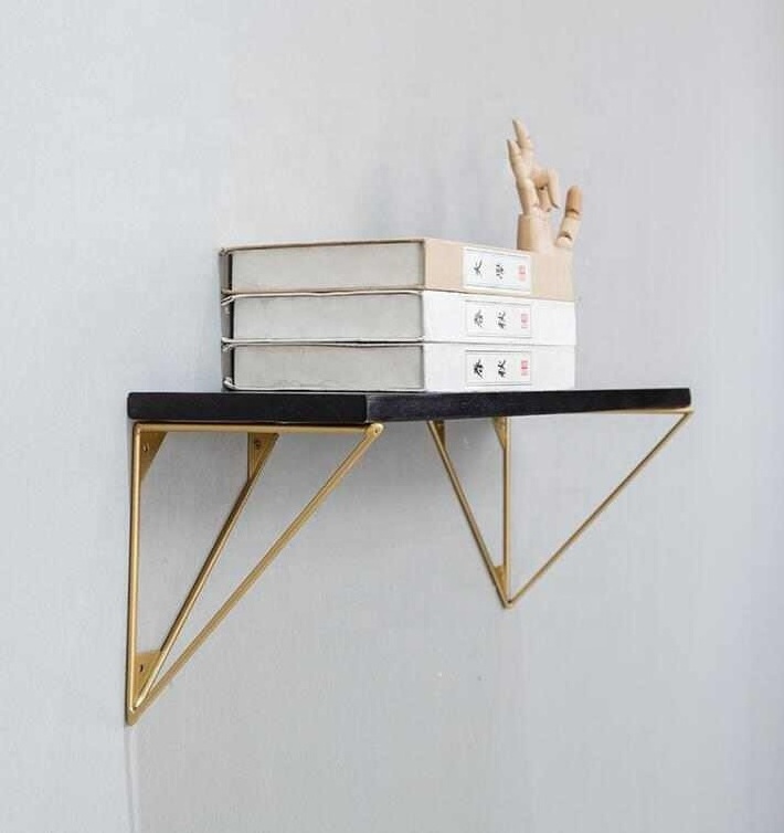 15CM Black Triangle Angle Bracket Bulkhead Bracket Golden Furniture Clapboard Storage Rack Wall Shelf Mounted Bearing Support