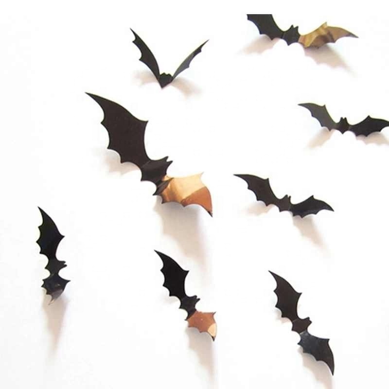 3Pcs PVC bat sticker Decorative Halloween Wall Stickers Props Party Bar KTV Haunted House Party Venue Decoration Wall Sticker