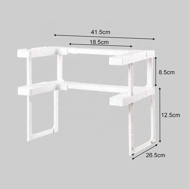 Deluxe Stackable Spicy Storage Shelf Adjustable Expandable Seasoning Spice Rack Pantry Cabinet Organizer Kitchen Shelves White