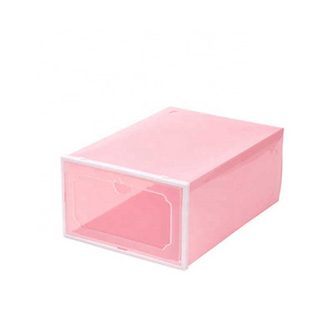 2 pcs Foldable plastic shoe box storage, transparent shoe box, transparent and stackable