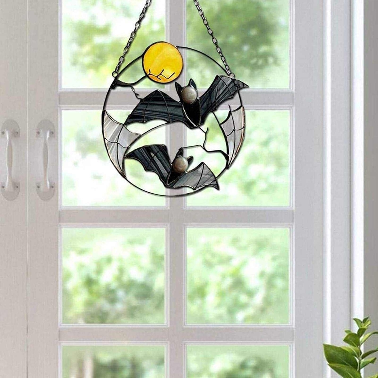 Cross-border New Halloween Bat Moon Decorative Pendant Indoor Balcony Wall Window Wall Hanging Arts And Crafts Pendant