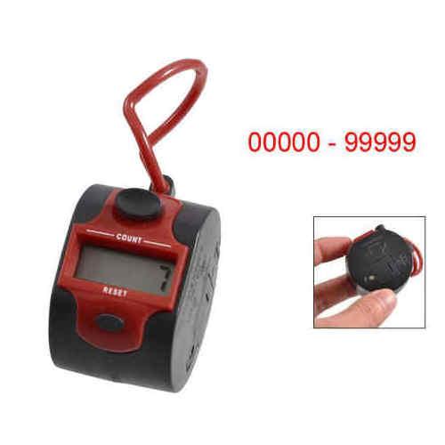 Round Red Black Plastic 5 Number Golf Digital Hand Tally Clicker Counter