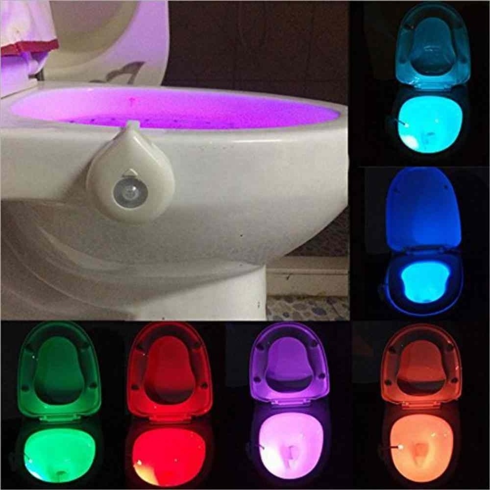 LED Toilet Seat Night Light PIR Motion Sensor 8 Colors Automatic Change Toilet Light AAA Battery Operate Night Lamp