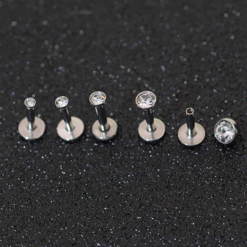 Zircon Labret Lip Bar Stud Piercing 16 Gauge Stainless Steel Cartilage Ear Tragus Stud Piercing Earring