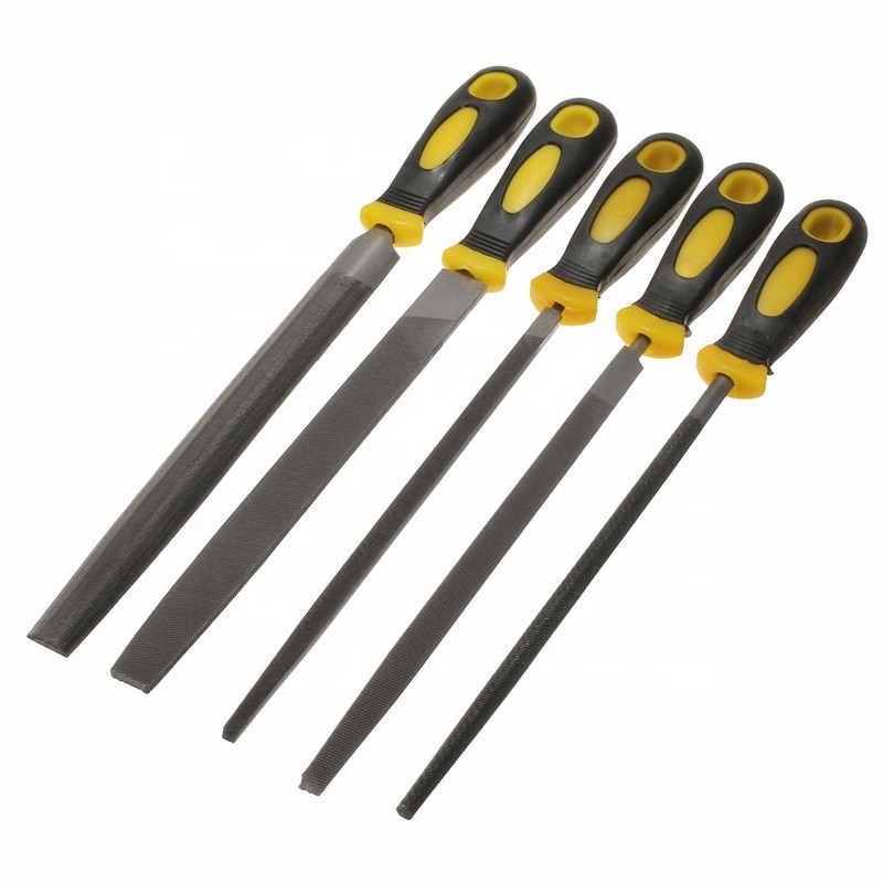 5pcs/set 8 Inch Engineer Metal File 200mm Soft Grip Assorted Half Round Flat SquareTriangle Round Metal File Set