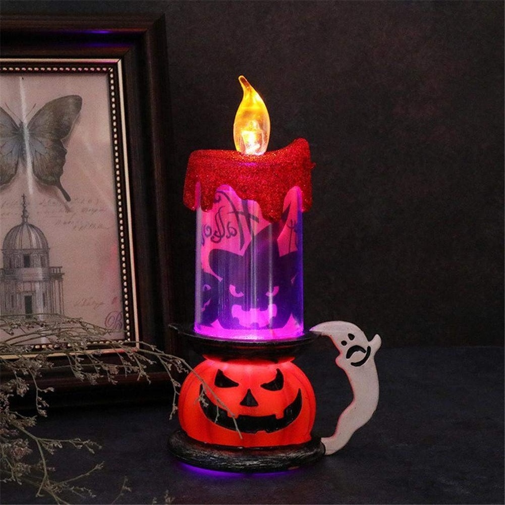 Halloween Candle Light Battery Powered LED Pumpkin/Skeleton Glowing Candle Lamp Halloween Decoration Table Night Lights