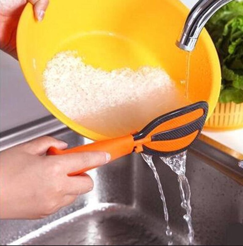 2 In 1 Multifunctional Rotating Kitchen Gadget Vertical Revolving Egg Beater Non-stick Rice Spoon Economic Cooking Tools