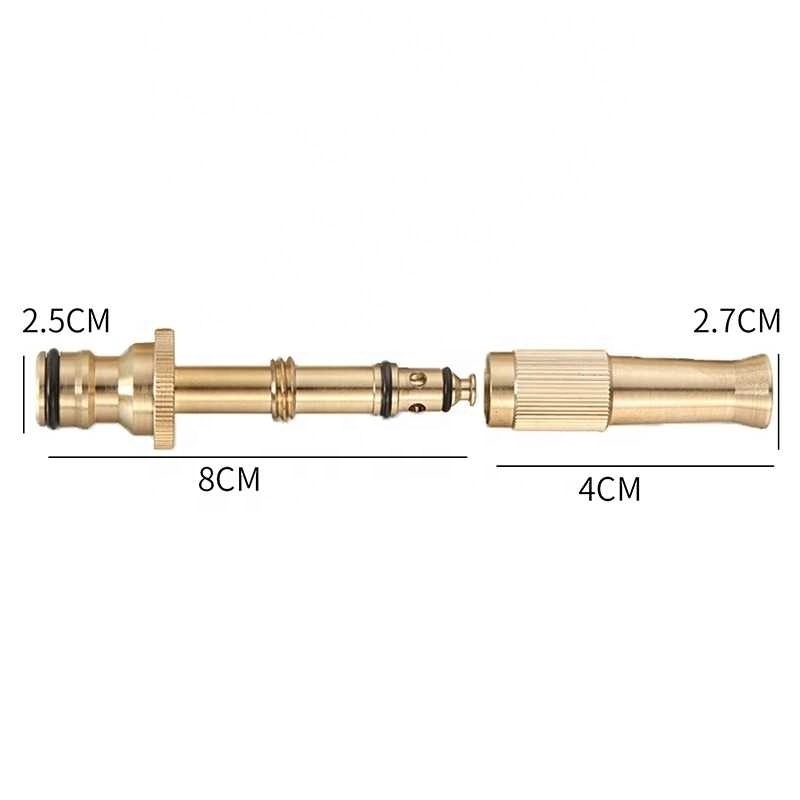 Spray Nozzle Water Gun Brass High Pressure Direct Spray Sprinkler Quick Connector Home Garden Hose Adjustable Pressure Gun