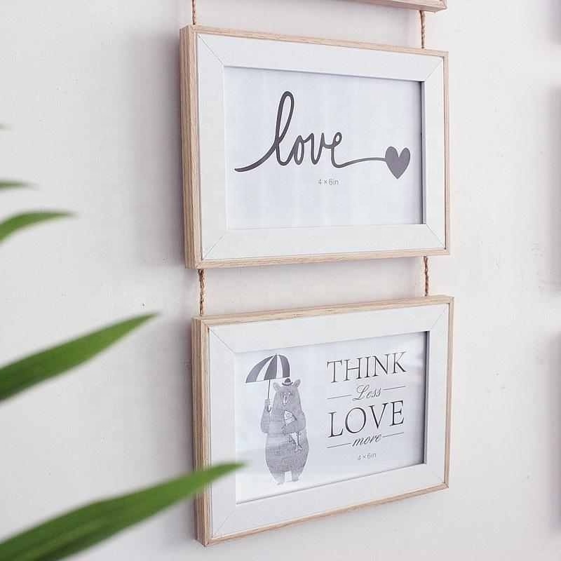 Wall Hanging Photo Frame 3 Connected Combination Seamless Nail European Solid Wooden Clip Paper Picture Holder Wall Decoration