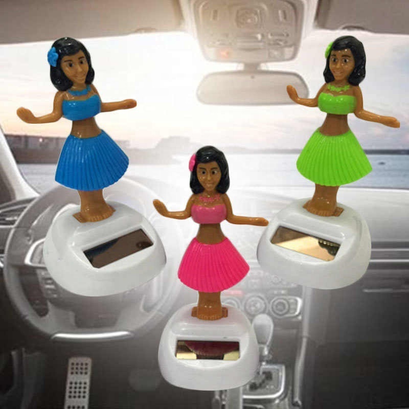 Random Color Ship Solar Dancing Hawaii girl Hula Shaking Head Toy Auto Interior Decompression Dashboard Decoration Car Ornaments