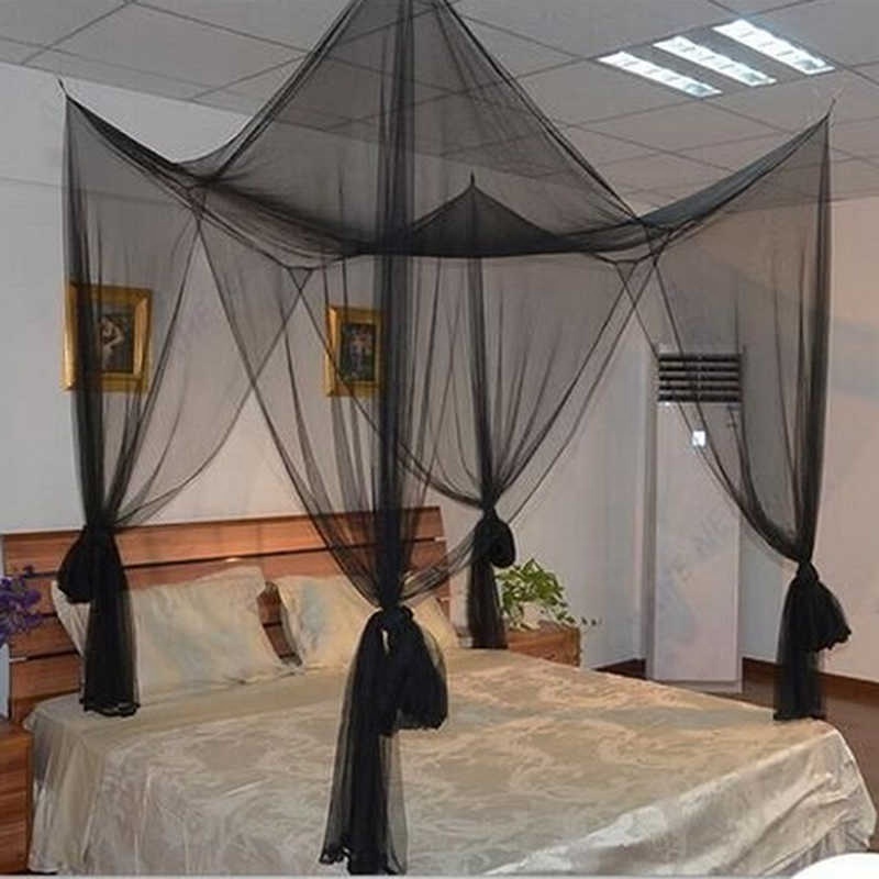 Four Side Open Home Utility Net 4 Corner Strap Queen Mosquito Net Four Columns Hanging Simple Style White Mosquito Nets