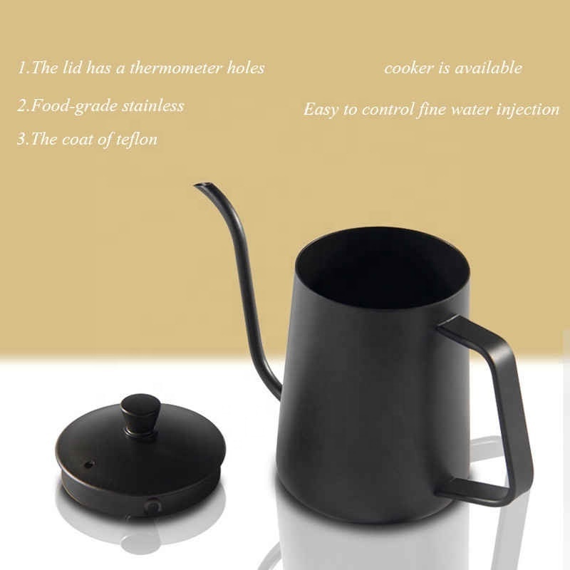 Drip Kettle 350ml 600ml Coffee Tea Pot Non-Stick Food Grade Stainless Steel Gooseneck Drip Kettle Swan Neck Thin Mouth