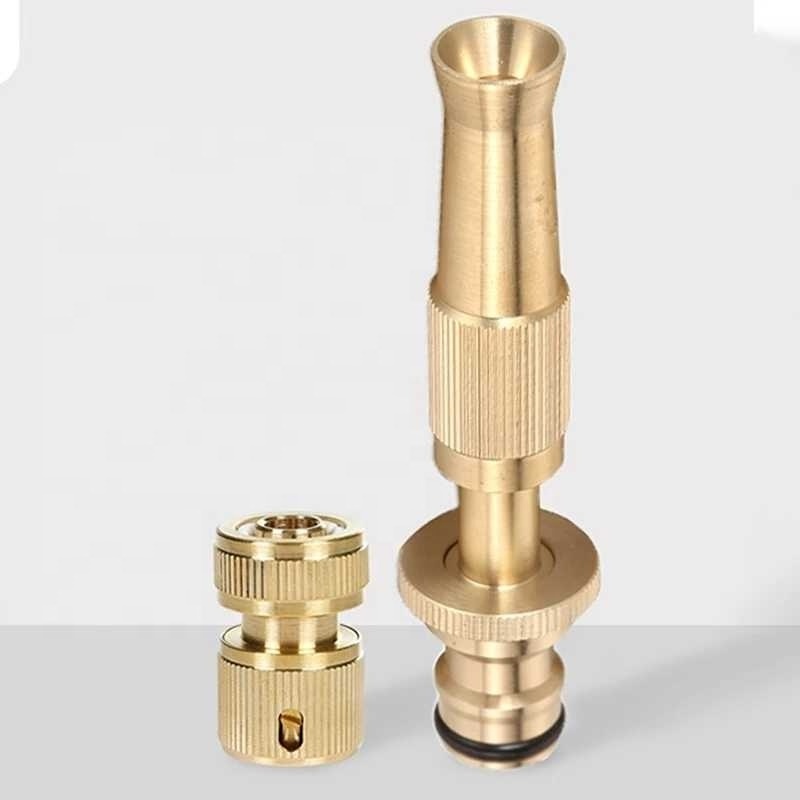 Spray Nozzle Water Gun Brass High Pressure Direct Spray Sprinkler Quick Connector Home Garden Hose Adjustable Pressure Gun