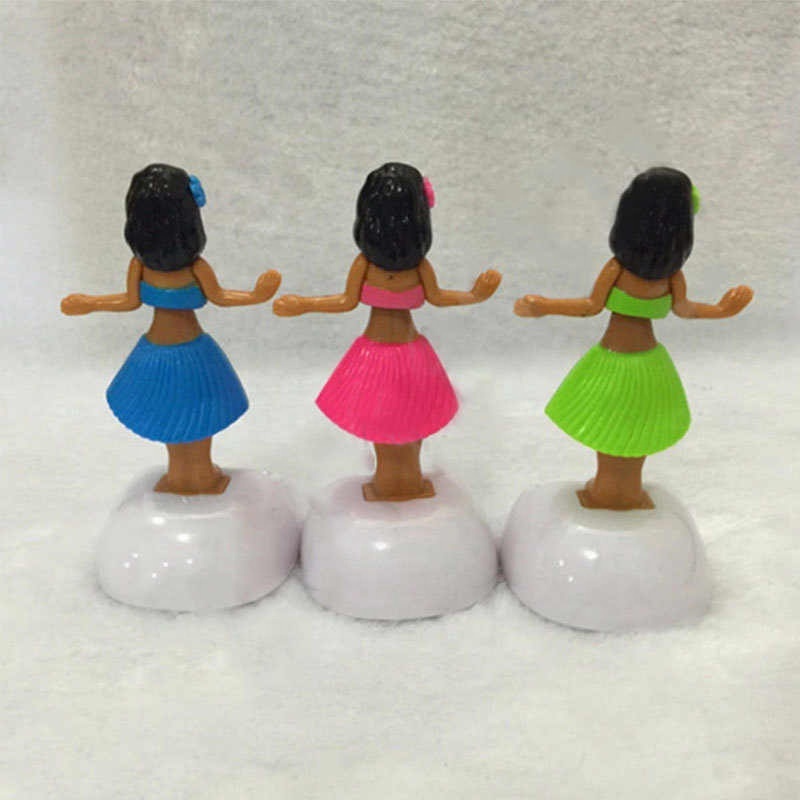 Random Color Ship Solar Dancing Hawaii girl Hula Shaking Head Toy Auto Interior Decompression Dashboard Decoration Car Ornaments